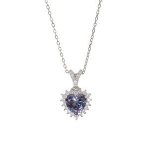 Collar-corazón-de-alejandrita-de-plata