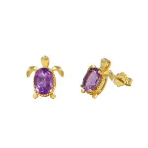 Aretes Tortuga Amatista Gold